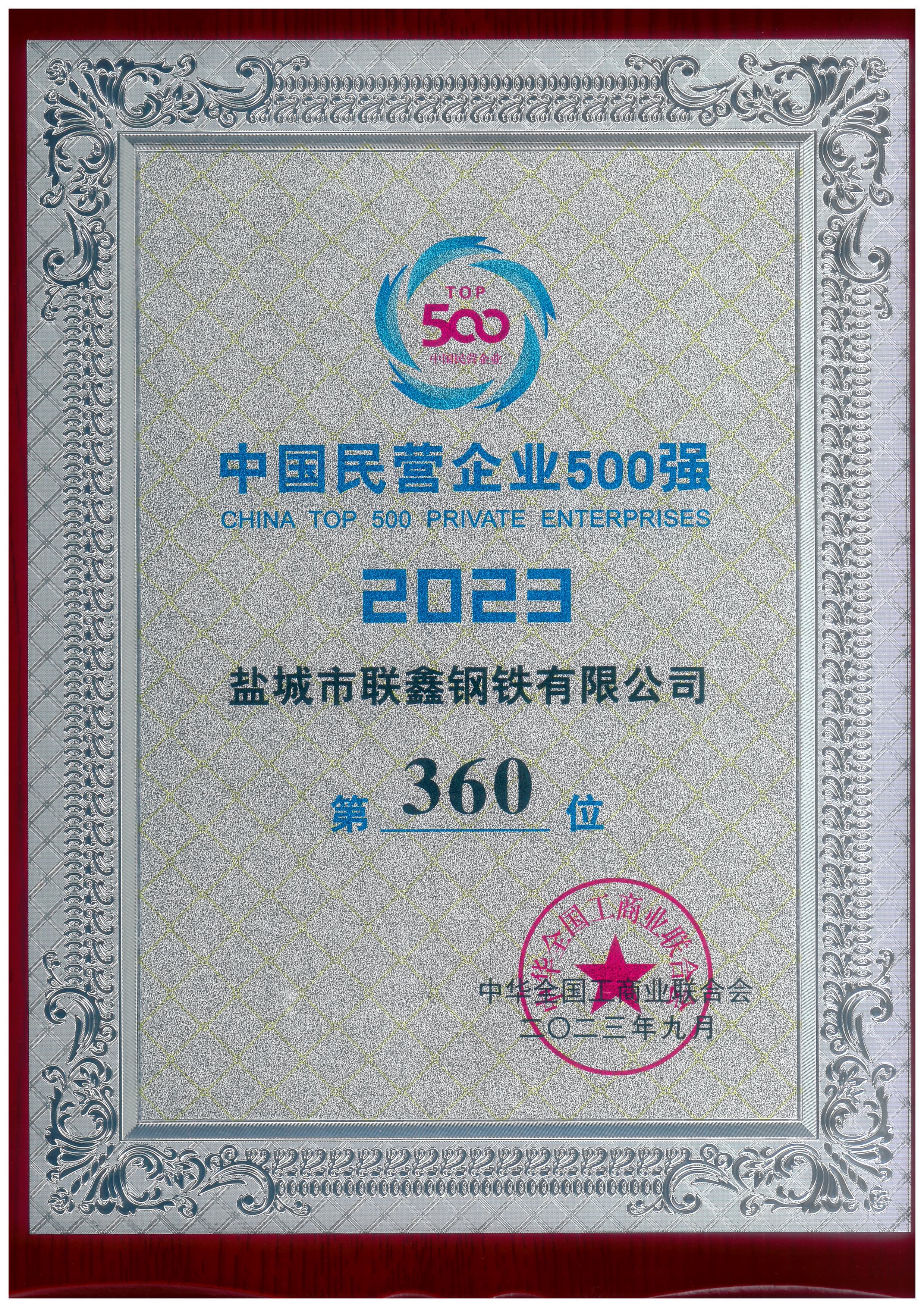 2023年中國民營企業500強--第360位